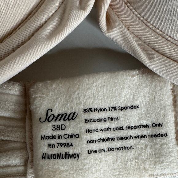 Soma Allura Multiway Nude Wired Bra Women’s Size 38D - Picture 8 of 10